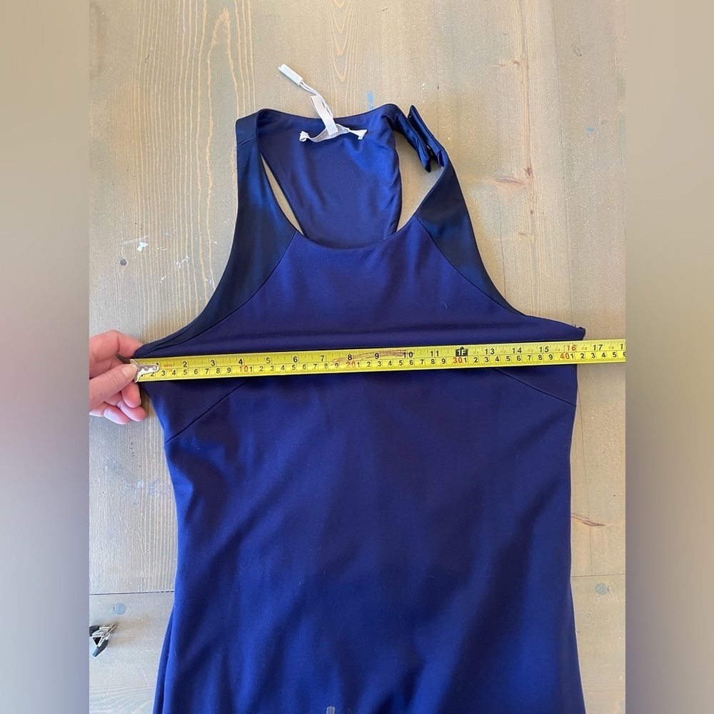 Halston Designer Navy Blue Midi Dress Size 8 Minimalist Chic‎ - Picture 8 of 11